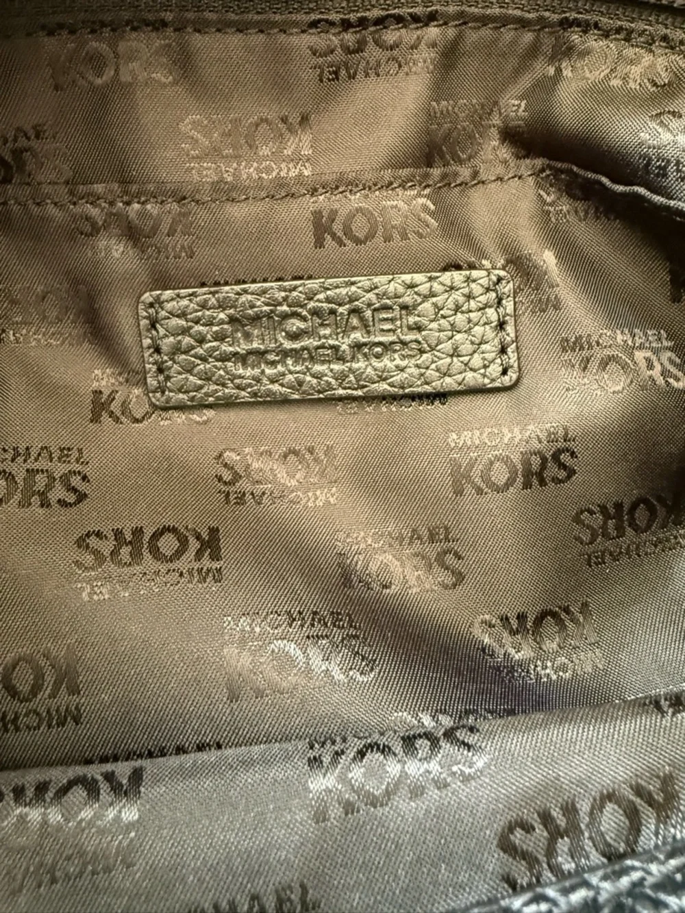 Michael Kors Black Leather Tote with Gold MK Logo Charm